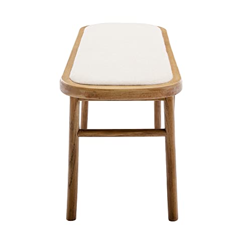 DM Furniture Farmhouse Wood Bench Small Entry Way Bench Seat Narrow Dining Bench Bed End Indoor Bench for Living Room Foyer Indoor, Uphostered Bench DM Furniture