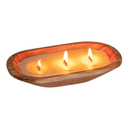 Restaurantware-Coco Casa 9.1 x 5.5 x 2 Inch Wood Dough Bowl Candle, 1 Hand Poured Bread Bowl Candle - Vanilla Fragrance, Double Wax Blend, Soy Wax Scented Candle, Wooden Wick Restaurantware