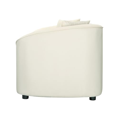 Christopher Knight Home 87.50" Curved 2 Seater Sofa, Upholstered Couch Chair, Soft Seating Lounge Sofa Chair, Floor Couch, Cozy Loveseat with Armrest, Reading Sofa for Living Room, Home Rest, White Christopher Knight Home