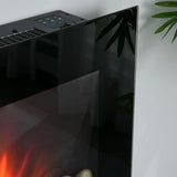 HOMCOM 29" Electric Fireplace, Wall Mounted Fireplace with 7 Adjustable LED Flame Colors, Remote Control, Fireplace Heater for Living Room, 1450W, Black HOMCOM