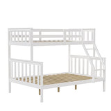 JOYMOR Convertible Twin Over Full Bunk Bed Frame – Space-Saving Solid Wood Design with Ladder and Guard Rail for Kids and Teens JOYMOR