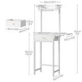 YATINEY Small Vanity Desk Without Mirror, Makeup Vanity Table for Small Space, Compact White Dressing Table with Fold-up Panel and Fabric Drawer, for Bedroom, Easy Assembly, White YATINEY