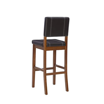 Linon Home Decor Milano Bar Stool, Medium Dark Walnut, 30-Inch - WoodArtSupply