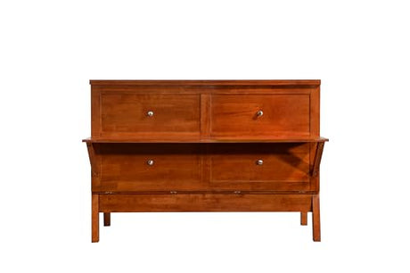 Mega Solutions Amalfi Murphy Cabinet Chest Desk Bed with Drawers & USB Charging Station (Queen Size, Cherry) Mega Solutions