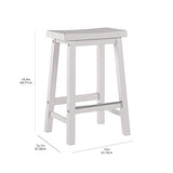 Amazon Basics Solid Wood Saddle-Seat Kitchen Counter Barstool with Footrest, Easy Assembly - 24-Inch Height - White - Set of 2 Amazon Basics