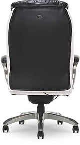 Serta® Lautner Executive Home Office Desk Chair, Ergonomic High-Back with Adjustable Lumbar and Body Pillows, SmartLayers™ and ComfortCoils® Technology, Mesh and Bonded Leather, Black and White Serta