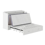 AFI, Southampton Murphy Bed Chest Queen with 6" Mattress, Storage Drawer & Built-in USB Charger, White AFI