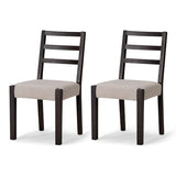 Maven Lane Willow Rustic Wooden Armless Kitchen Dining Chair in Weathered Black Finish with Padded Dove Weave Fabric Upholstered Seat, Set of 4 Maven Lane