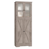 BOTLOG Farmhouse Bathroom Storage Cabinet, 67'' Tall Storage Cabinet with Barn Doors and Shelves, Kitchen Pantry Cabinet for Living Room, Dining Room, Rustic Grey BOTLOG