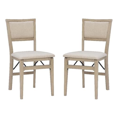 Linon Keira Pad Back Wood Set of Two Folding Chairs in Graywash Linon