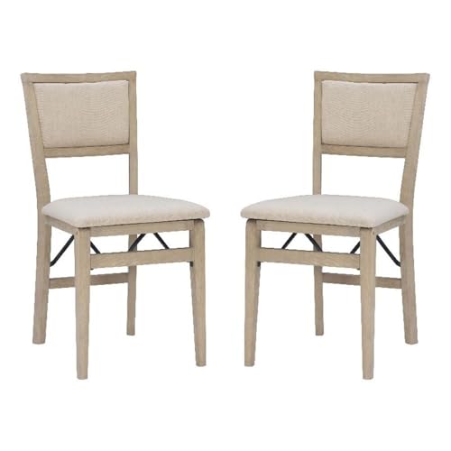 Linon Keira Pad Back Wood Set of Two Folding Chairs in Graywash