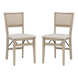 Linon Keira Pad Back Wood Set of Two Folding Chairs in Graywash Linon