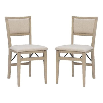 Linon Keira Pad Back Wood Set of Two Folding Chairs in Graywash