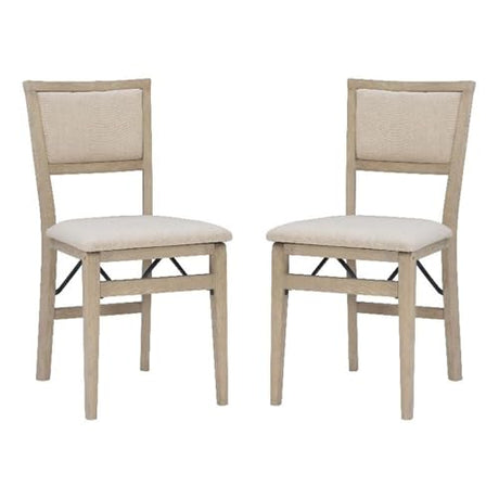 Linon Keira Pad Back Wood Set of Two Folding Chairs in Graywash Linon