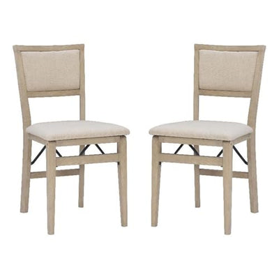 Linon Keira Pad Back Wood Set of Two Folding Chairs in Graywash
