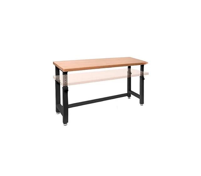 Heavy-Duty Height Adjustable Workbench Table, Maple Wood Top, Steel Frame (Graphite Black, 72" W x 25" D x 28.5”-42” H) WoodArtSupply