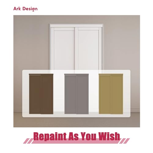 80" Assembled White Prefinished 3-Lite Tempered Frosted Glass Sliding Door Room Divider with Hardware & Handles, 96" x 80" ARK DESIGN