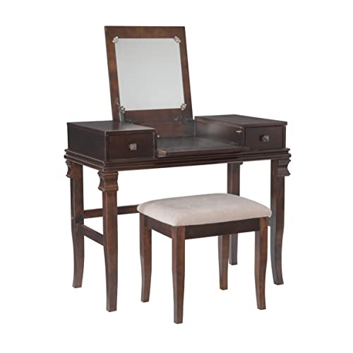 Linon Angela Walnut Vanity Set,30" x 36" x 18" Linon