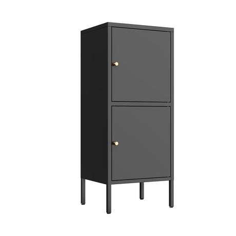 LYMOUYEE 2 Door Metal Storage Cabinet for Bed Room,Living Room,Home,Hotel，School -Metal Bedside Cabinet - Locker End Table & Office Storage (Black) LYMOUYEE
