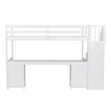 Harper & Bright Designs Twin Size Loft Bed with Stairs and Desks, Wood Loft Bed Frame with Storage Drawers, White Harper & Bright Designs
