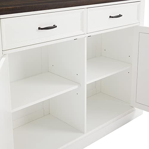 Crosley Furniture Clifton Kitchen Island with Storage Drawers and Shelves, Microwave Stand, Coffee Bar, Distressed White/Black Crosley Furniture