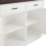 Crosley Furniture Clifton Kitchen Island with Storage Drawers and Shelves, Microwave Stand, Coffee Bar, Distressed White/Black Crosley Furniture