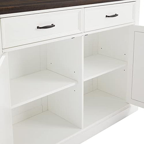 Crosley Furniture Clifton Kitchen Island with Storage Drawers and Shelves, Microwave Stand, Coffee Bar, Distressed White/Black Crosley Furniture