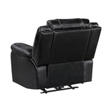Lexicon Power Recliner Chair, Faux Leather Upholstered Home Theater Seating with LED Lighting, USB Charging Ports, Single Wall Hugger Reclining Chair for Living Room/Bedroom Easy Assembly, Black Lexicon