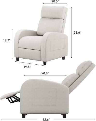 Homall Recliner Chair, Recliner Sofa for Adults, Recliners Home Theater Seating with Lumbar Support, Reclining Sofa Chair for Living Room (Fabric, Beige)