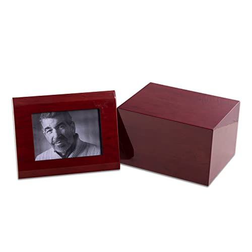 Deering Moments Solid Wood Cremation Urn with Picture Frame, up to 260lb - WoodArtSupply