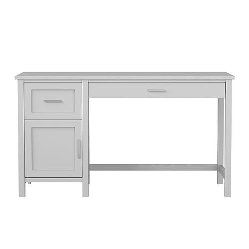 Martha Stewart Hutton Shaker Style Home Office Desk with Storage in Gray with Brushed Nickel Hardware Martha Stewart