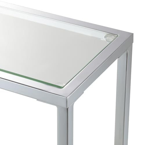 Convenience Concepts Nadia Chrome Entryway Table 31.5" - Contemporary Modern Sofa Console Table with Storage Shelf, Narrow Minimalist Hall Table for Living Room, Bedroom, Bathroom, Glass/Chrome Convenience Concepts