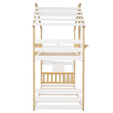 Harper & Bright Designs Twin Over Twin Bunk Bed with Stairs, Stairway House Bunk Bed Frame with Storage and Guard Rail for Kids Girls Boys (Natural and White) Harper & Bright Designs