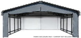 Arrow Carports Enclosure Kit for Galvanized Steel Carport, Fabric Carport Wall Panels, 20' x 20' x 7' Arrow