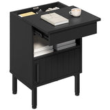 YATINEY Nightstand with Gun Drawer, Bedside Table with Hidden Compartment, End Table with Storage Cabinet, Night Stand for Bedroom, Office, Black ET22BB YATINEY