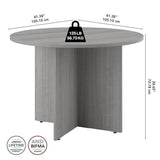 Pemberly Row 42W Round Conference Table with Wood Base in Platinum Gray - Wood Pemberly Row