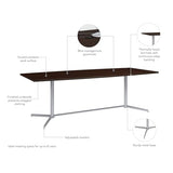 Bush Business Furniture Boat Shaped Conference Table with Metal Base, 96W x 42D, Mocha Cherry/Silver Bush Furniture
