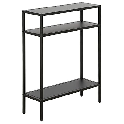 Henn&Hart 22" Wide Rectangular Console Table with Metal Shelves in Blackened Bronze, Entryway Table, Accent Table for Living Room, Hallway
