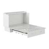 AFI, Nantucket Queen Murphy Bed Chest with Mattress, Storage Drawer and Built-In USB Charger, White AFI