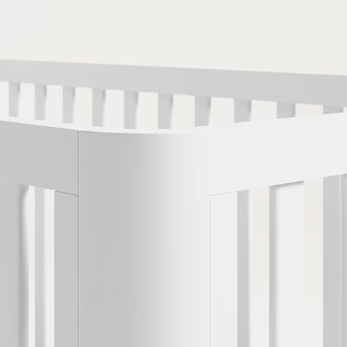 Storkcraft Santos 3-in-1 Convertible Crib (White with Natural) – GREENGUARD Gold Certified, Fits Standard Crib Mattress, Converts to Toddler Bed, Storkcraft