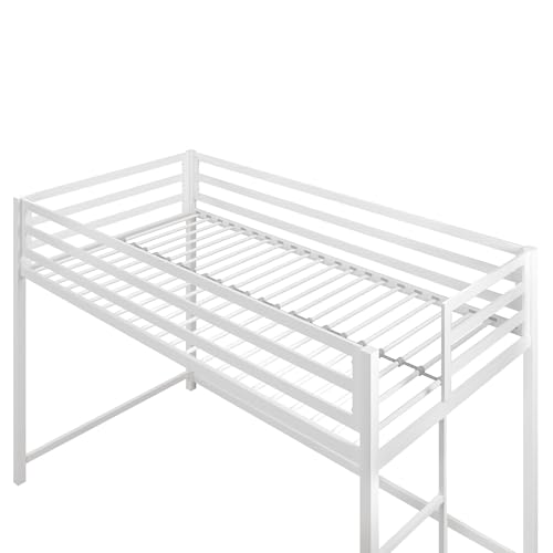 DHP Miles White Metal Junior Twin Loft Bed for Kids - WoodArtSupply