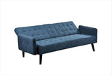 Container Furniture Direct Leno 72" Sleeper Sofa Bed - Convertible Folding Backrest to Full Bed with Cup Holder & Drop-Down Table - Space Saving Linen Sofa for Small Spaces - Easy Assembly, Blue Container Furniture Direct
