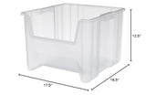 Akro-Mils 13018 Stak-N-Store Heavy Duty Stackable Open Front Plastic Storage Container Bin, (17-1/2-Inch x 16-1/2-Inch x 12-1/2-Inch), Clear, (2-Pack) Akro-Mils