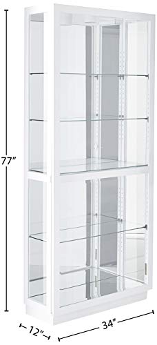 Howard Miller Jayden IV Curio Cabinet 680-574 – Hand-Rubbed Gloss White Finish Home Decor, Four Glass Shelves, Five Level Display Case, Locking Slide Door, LED Light Switch