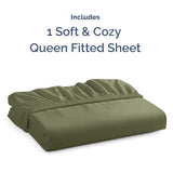 Queen Fitted Bed Sheet - Bottom Single Fitted Sheet Only - Soft Hotel Luxury Bedding w/ 8-16 Inch Deep Pockets - Breathable, Cooling & Wrinkle Free - Easy-Care, Fade and Shrink Resistant - Sage Green CGK Unlimited