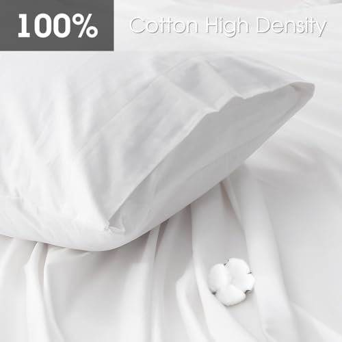 HYPREST Extra Deep Pocket King Sheet Sets Fits 18"-24" in Deep Mattress -100% Cotton King Sheet Set,White Hotel Luxury Soft Wrinkle Free Cooling Sheet Sets for King Bed Deep Pocket HYPREST