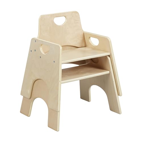 ECR4Kids Stackable Wooden Toddler Chair, 10in, Kids Furniture, Natural, 2-Pack ECR4Kids