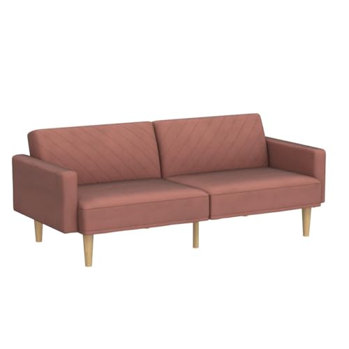 mopio Futon Sofa Bed, Couch, Small Sofa, Sleeper Sofa, Loveseat, Mid Century Modern Futon Couch, Sofa Cama, Couches for Living Room (Old Rosa Velvet) - WoodArtSupply