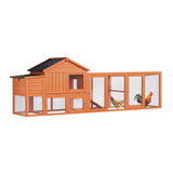 113.5" Large Wooden Chicken Coop Outdoor Big Hen House Poultry Pet Duck Hutch with Run Cage Nesting Box Waterproof Asphalt Roof Ramp Removable Tray Wire Fence for Backyard Small Animals - Natural HAUSPROFI