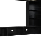 Merax Twin Size Gaming Loft Bed with Desk and Multi-Storage Shelves, Wooden Loft Bed Frmae with Light, Space-Saving Bed with Safety Guardrail Merax